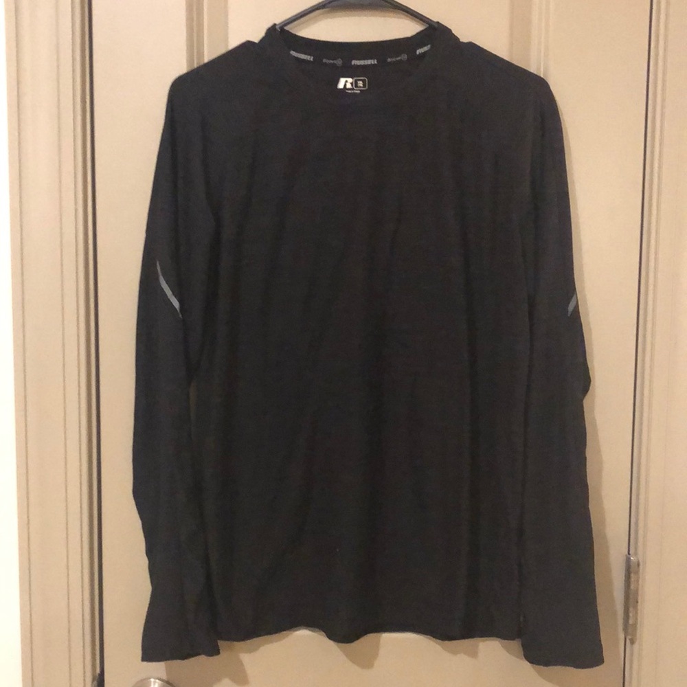 BOYS SIZE 18 HEATHER BLACK RUSSELL DRI-POWER 360 LONG SLEEVE PERFORMANCE TEE